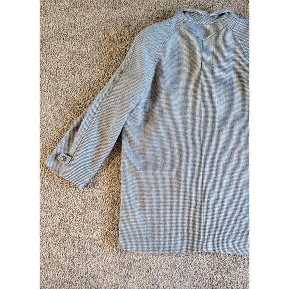 Vintage Gray Houndstooth Blazer Womens XL Raglan Sleeve High Welt Pockets - Picture 9 of 16